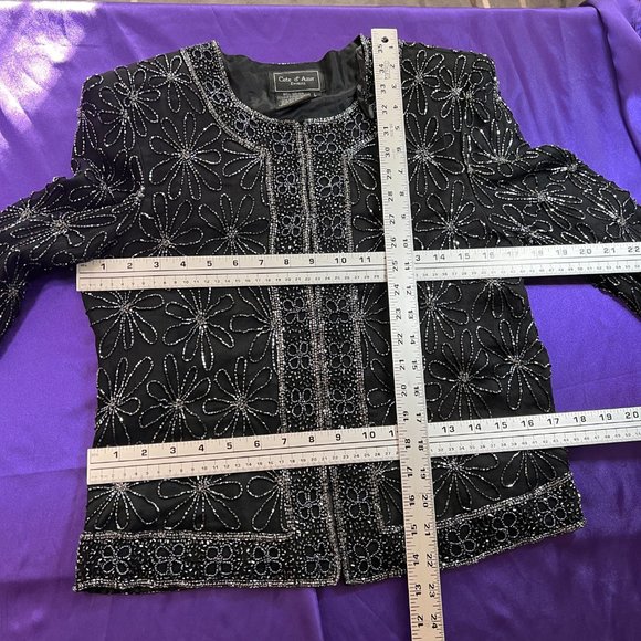 πCote d' Azur Stunning Elegant Evening Richly Beaded Silk Jacket - Picture 8 of 14
